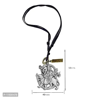 AFH Maa Durga Sherawali Mata Silver Locket with Leather Cord Chain Pendant for Men and Women-thumb2