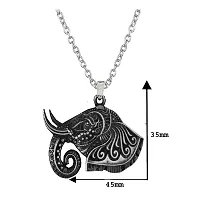 Elephant Head Lucky Charm Religious Grey Zinc Metal Pendnet Link Chain for Men,Women-thumb1