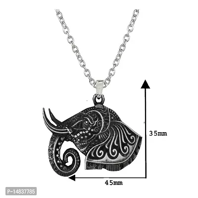 Elephant Head Lucky Charm Religious Grey Zinc Metal Pendnet Link Chain for Men,Women-thumb2