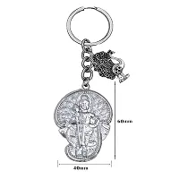 Lord Subramanya Swamy Peacock Charm Religious Silver Keychain for Men and Women-thumb1