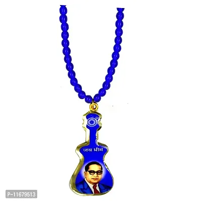 AFH Babasaheb Ambedkar Metal Gitar Locket With Blue Crystal Bhim Mala Chain Pendant for Men and Women-thumb2