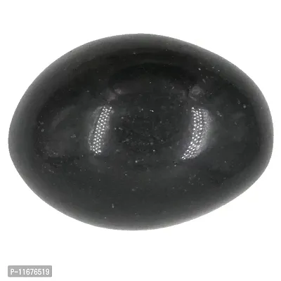 AFH Natural Black Shaligram Shivling Decorative Showpiece (Stoneware, Black)-thumb0