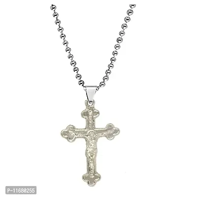 AFH Christmas Gift Lord Holy Jesus Cross With Stainless Steel Chain Silver Color Pendent For Men, Women-thumb0