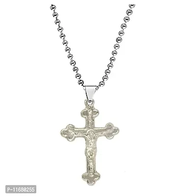 AFH Christmas Gift Lord Holy Jesus Cross With Stainless Steel Chain Silver Color Pendent For Men, Women