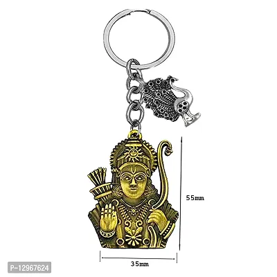 Lord Dhanurdhari Ram Lucky Peacock Charm Religious Bronze Keychain for Men and Women-thumb2