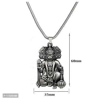 AFH Lord Panchmukhi Hanuman Grey Religious Locket with Snake Chain Pendant for Men and Women-thumb2