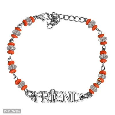 AFH Trendy New Best Friend Orange Silver Decorative Beads Decorative Frendship Gift Bracelet For Boys And Girls-thumb0