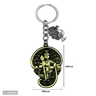 Lord Subramanya Swamy Peacock Charm Religious Bronze Keychain for Men and Women-thumb2