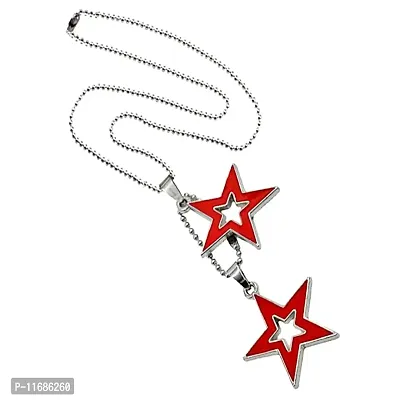 AFH Symbol of popularity Twin Star red pendent with Stainless Steel Chain for men, women-thumb2