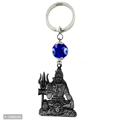 Lord Shiva Mahadev Evil Eye Religious Grey Gifting Keychain for Men and Women