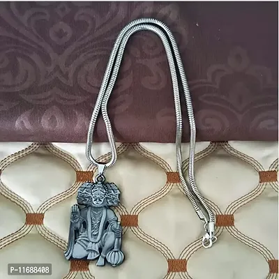 AFH Lord Panchmukhi Hanuman Grey Religious Locket with Snake Chain Pendant for Men and Women-thumb3