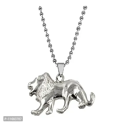 AFH Lucky Charm Lion with stainless Steel Chain Pendant For Men,Women