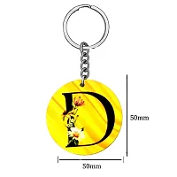 Alphabet D Flower Intial New Generation Love Charm Gift Yellow Keychain for Men and Women-thumb1