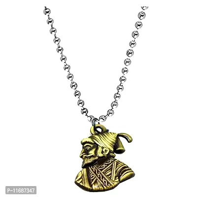 AFH Chatrapati Shivaj Maharaj Golden Plated Pendent with chain For Men And Women-thumb0
