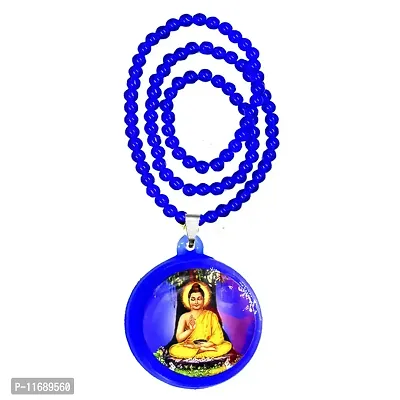 AFH Babasaheb Ambedkar Buddha Locket With Blue Crystal Bhim Mala Chain Pendant