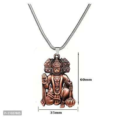 AFH Lord Panchmukhi Hanuman Copper Religious Locket with Snake Chain Pendant for Men and Women-thumb2