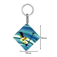 Alphabet V Flower Intial New Generation Love Charm Gift Blue Keychain for Men and Women-thumb1