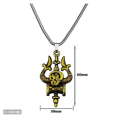 AFH Trishul Damaru Tamil Om Bronze Locket with Snake Chain Pendant for Men and Women-thumb2