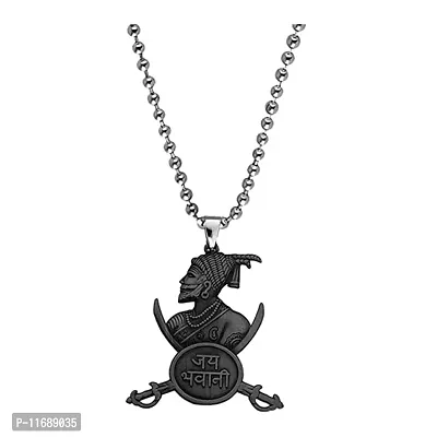 AFH Jay Bhavani Jay Shivaji Cross Sword with Ball Chain Pendent for Men, Women-thumb0