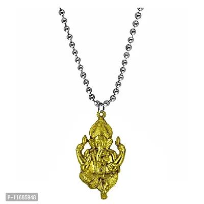 AFH Lord Ganesh gold plated pendent with Stainless Steel Chain for men, women