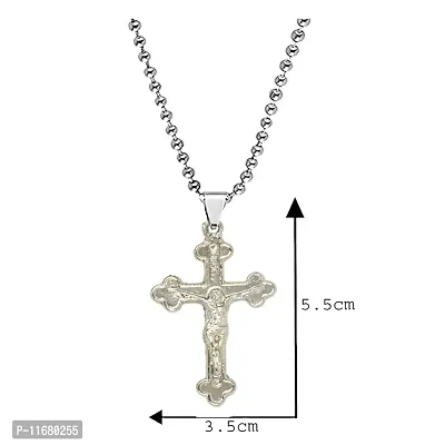 AFH Christmas Gift Lord Holy Jesus Cross With Stainless Steel Chain Silver Color Pendent For Men, Women-thumb2