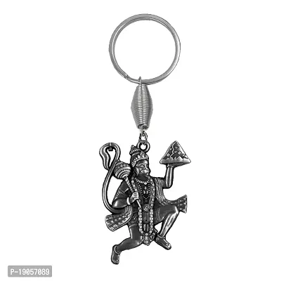 Flying Hanuman Sanjeevani Grey Metal keychain for Men and Women