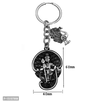 Murugan Kartikeya Shiv Kumar Peacock Nazar Charm Grey Keychain for Men and Women-thumb2