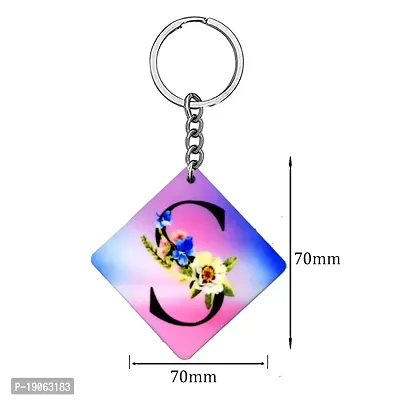 Alphabet S Flower Intial New Generation Love Charm Gift Keychain for Men and Women-thumb2