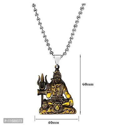 AFH Lord Shiv Mahadev Bholenath Bronze Idol with Stainless Steel Chain D?cor Car Hanging Ornament-thumb2