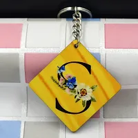 Alphabet S Flower Intial New Generation Love Charm Gift Yellow Keychain for Men and Women-thumb2