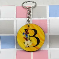 Alphabet B Flower Intial New Generation Love Charm Gift Yellow Keychain for Men and Women-thumb2