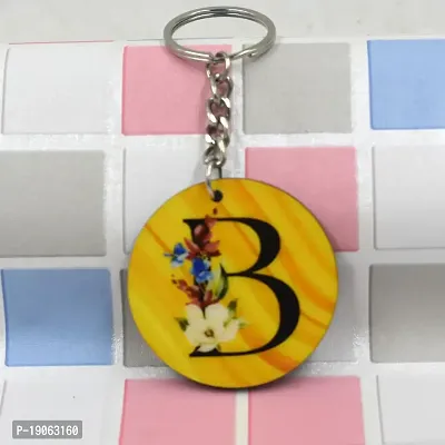 Alphabet B Flower Intial New Generation Love Charm Gift Yellow Keychain for Men and Women-thumb3