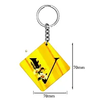 Alphabet V Flower Intial New Generation Love Charm Gift Yellow Keychain for Men and Women-thumb1