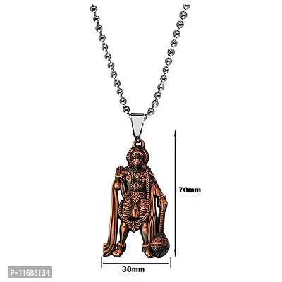 AFH Lord Hanuman Pawanputra Bajirang Bali Copper Locket Stainless Steel Chain Pendant for Men and Women-thumb2