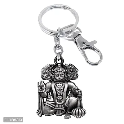 AFH Lord Panchamukhi Hanuman Grey Labster Charm Keychain for Men and Women-thumb0