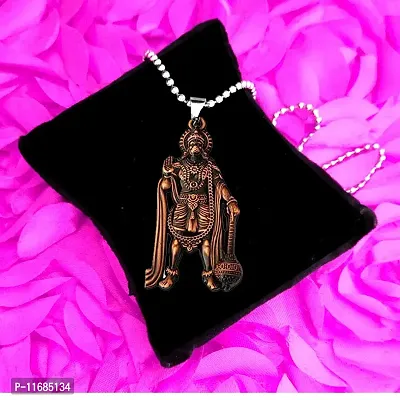 AFH Lord Hanuman Pawanputra Bajirang Bali Copper Locket Stainless Steel Chain Pendant for Men and Women-thumb3