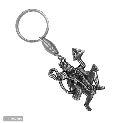 Flying Hanuman Sanjeevani Grey Metal keychain for Men and Women-thumb3