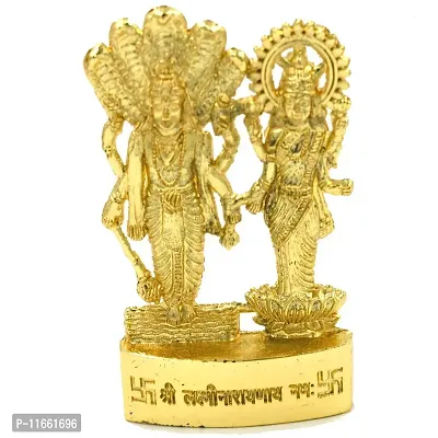 Faynci Shree Laxmi Narayanay Gold Plated Idol for Car Dashboard | Home, Office Decor | Gifting Decorative Showpiece | Temple Gift (Golden)