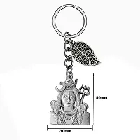 Lord Shiva Bolebaba Mahadev Silver Lucky Leaf Charm Key Chain for Men and Women-thumb1