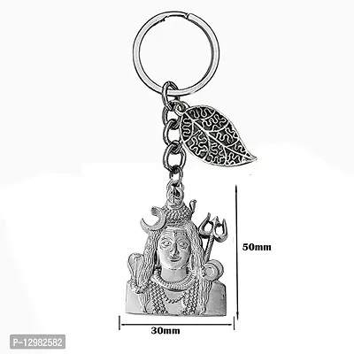 Lord Shiva Bolebaba Mahadev Silver Lucky Leaf Charm Key Chain for Men and Women-thumb2