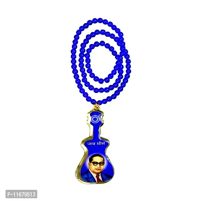 AFH Babasaheb Ambedkar Metal Gitar Locket With Blue Crystal Bhim Mala Chain Pendant for Men and Women-thumb0