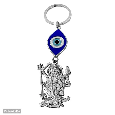 Maa Kali Mahakali Evil Eye Silver Keychain for Men and Women