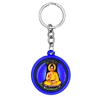 Babasaheb Ambedkar with Meditating Lord Buddha Rotating Blue Keychain for Men and Women-thumb1