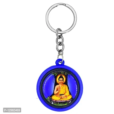 Babasaheb Ambedkar with Meditating Lord Buddha Rotating Blue Keychain for Men and Women-thumb2