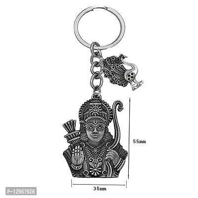 Lord Dhanurdhari Ram Lucky Peacock Charm Religious Grey Keychain for Men and Women-thumb2