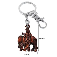 Lord Krishna with Cow Idol Copper Labster Charm Keychain for Men and Women-thumb1