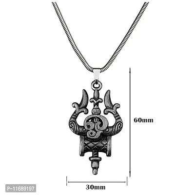 AFH Trishul Damaru Tamil Om Grey Locket with Snake Chain Pendant for Men and Women-thumb2