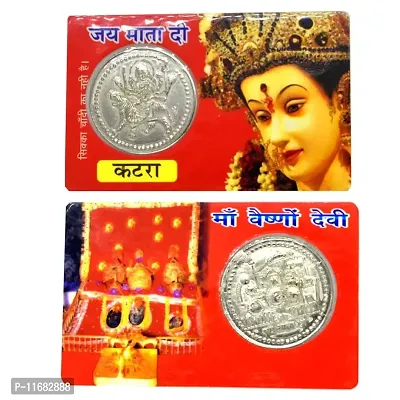 AFH Shri MATA Vaishno Devi Jay MATA Di Golden Coin ATM Card - for Health, Wealth, Prosperity and Success Brass Yantra