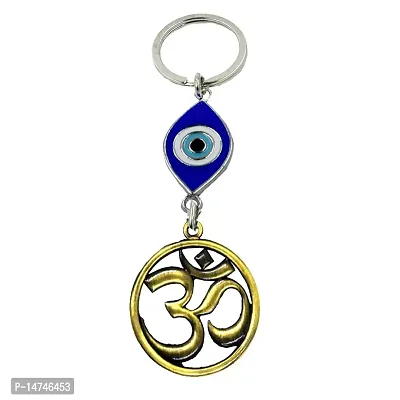 Religious Symbol Om Evil Eye Bronze Keychain for Men and Women