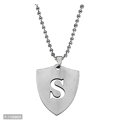 AFH Stainless Steel Silver Initial Charms Letter Alphabet S Necklace Pendant Universal Gift For Men And Women